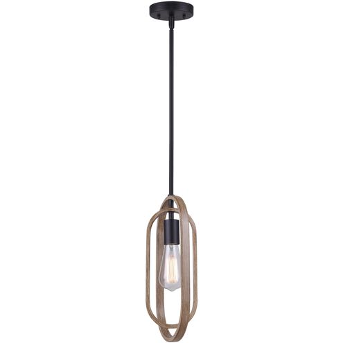 Dilan 1 Light 7 inch Black and Brushed Brown Pendant Lighting Ceiling Light