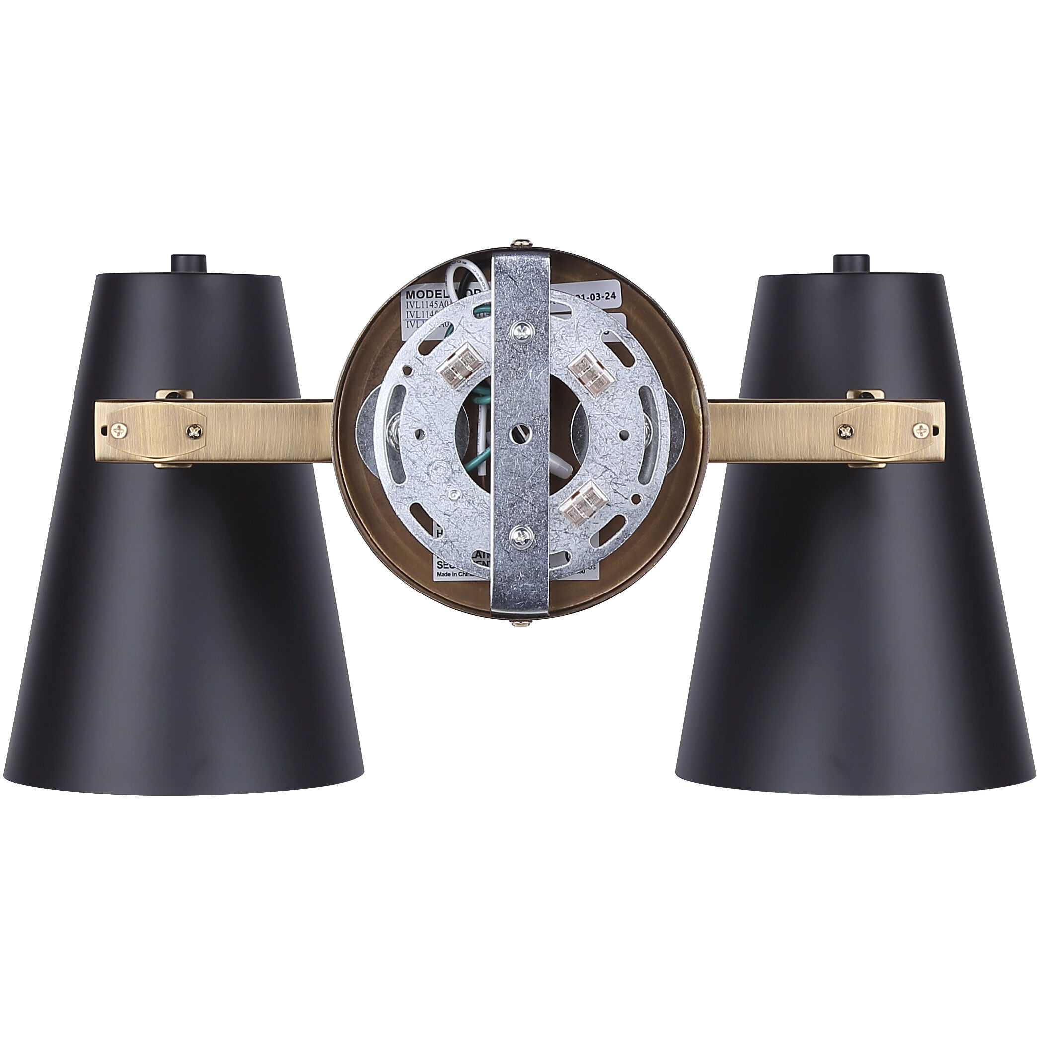 Harken 2 Light 15.5 inch Matte Black and Gold Vanity Light Wall Light