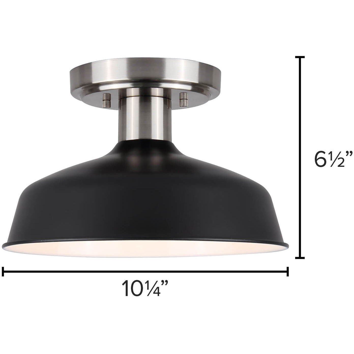 Bello 1 Light 10 inch Brushed Nickel/Matte Black Semi Flush Ceiling Light