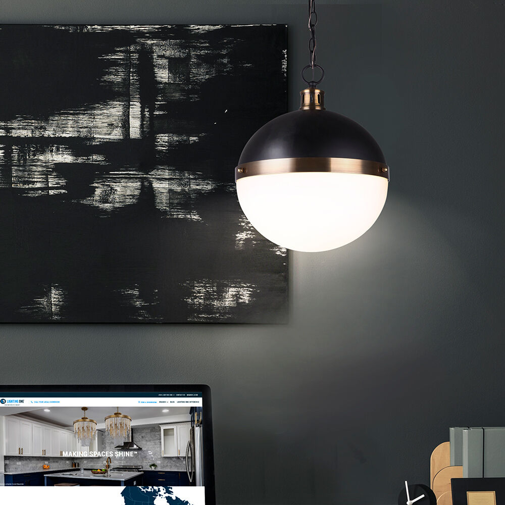 Delta 1 Light 13 inch Black/Gold Pendant Ceiling Light