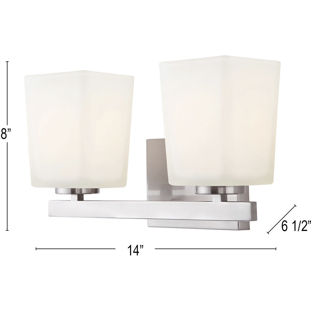 Madison 2 Light 14 inch Brushed Nickel Vanity Light Wall Light