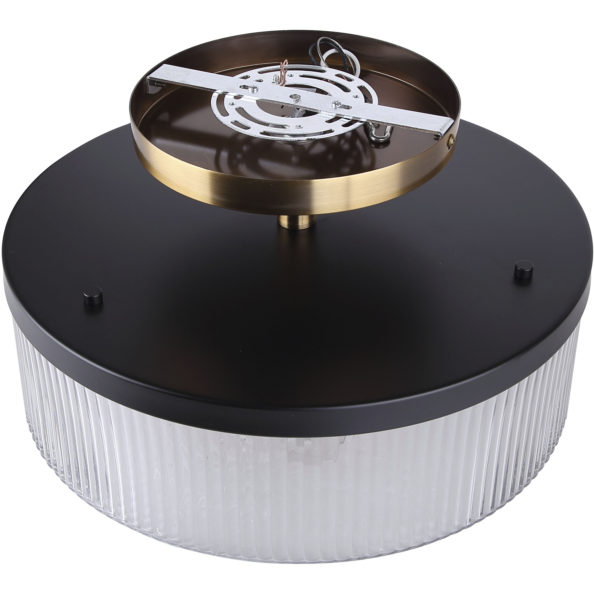 Jenner 3 Light 15 inch Black/Gold Semi-Flush Mount Ceiling Light