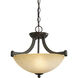 Warren 3 Light 14.25 inch Rubbed Antique Bronze Chandelier Ceiling Light, Dual Mount