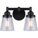 Declan 2 Light 14 inch Matte Black Vanity Light Wall Light