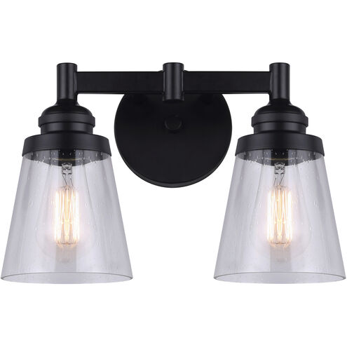 Declan 2 Light 14 inch Matte Black Vanity Light Wall Light