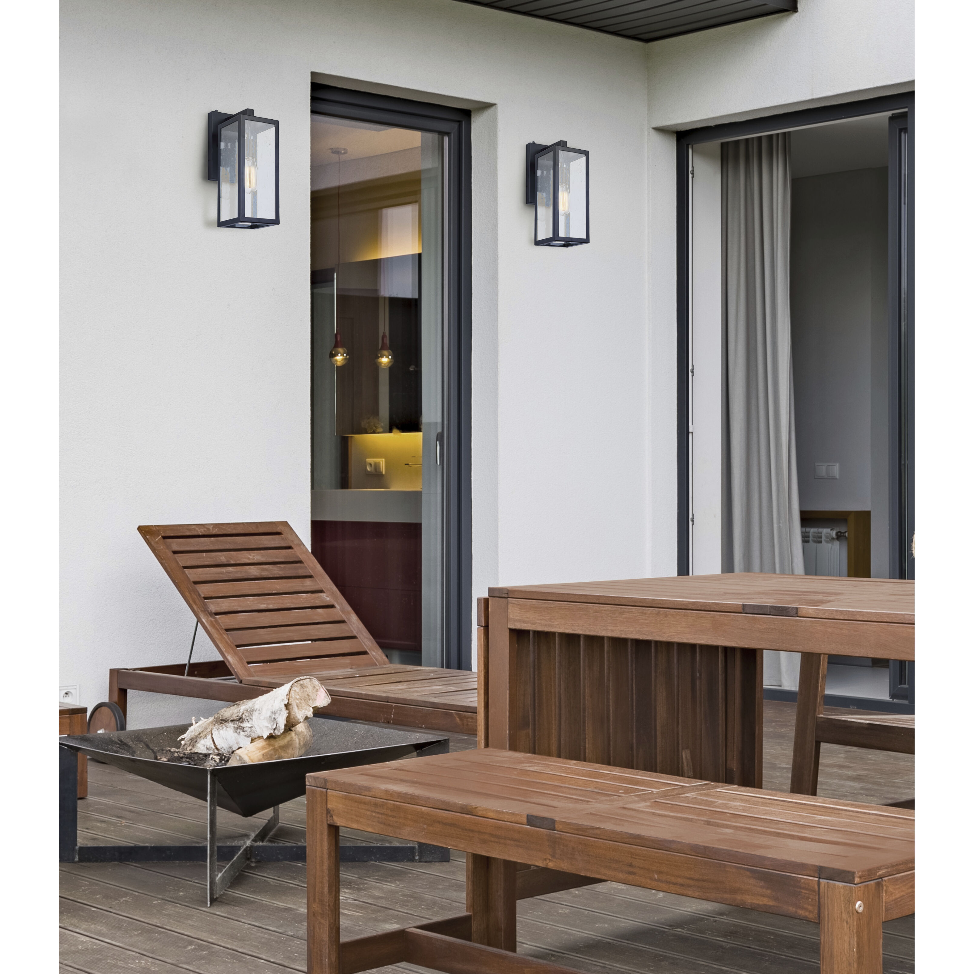 Alaina 1 Light 14.88 inch Black Outdoor Wall Lantern