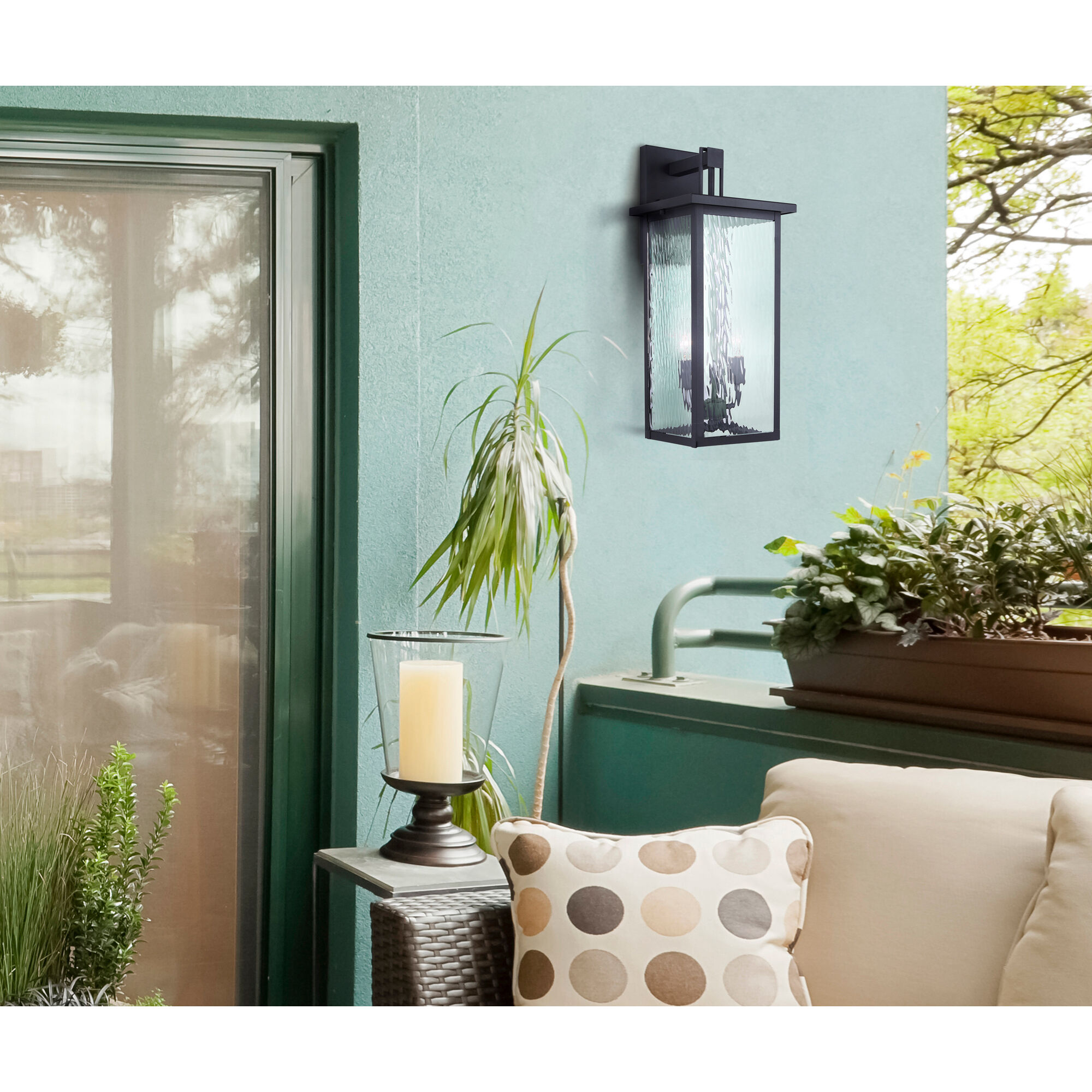 Shana 2 Light 22 inch Black Outdoor Wall Lantern