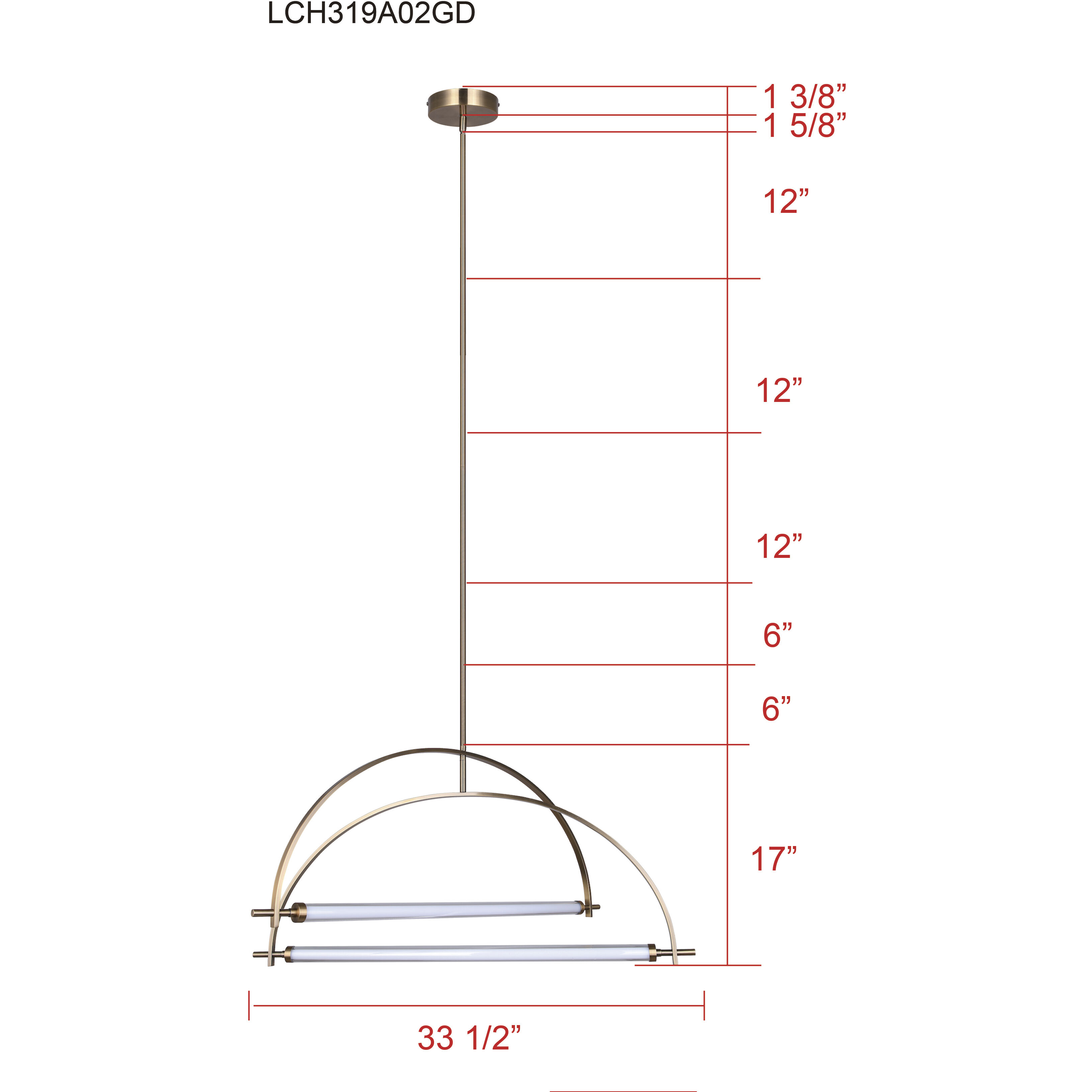 Keaton LED 33.5 inch Gold Chandelier Ceiling Light