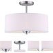 Madison 3 Light 15 inch Brushed Pewter Semi-Flush Ceiling Light