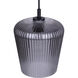 Leandro 1 Light 9 inch Matte Black Corded Pendant Ceiling Light in Smoked Ribbed Glass