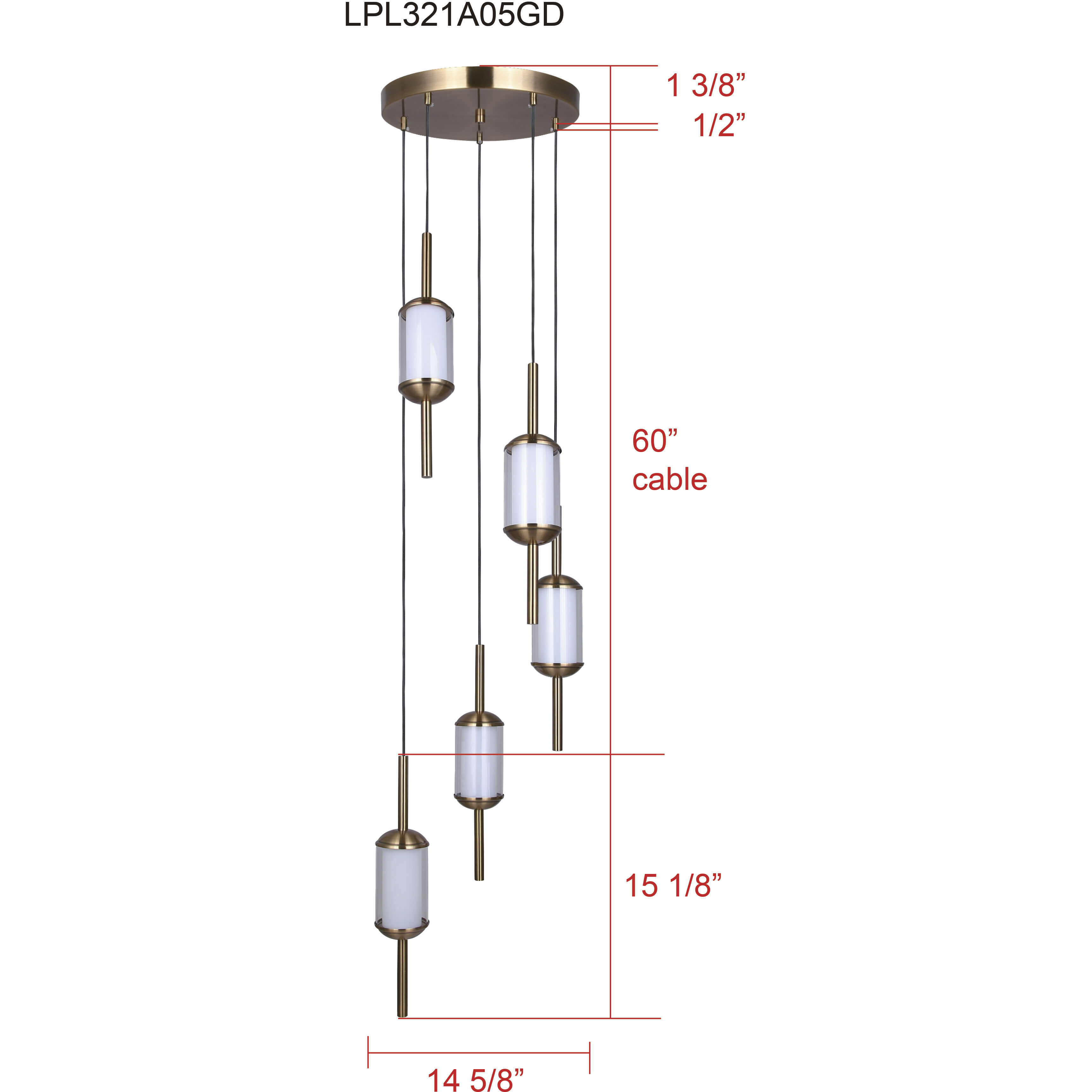 Lavene LED 14.63 inch Gold Pendant Ceiling Light