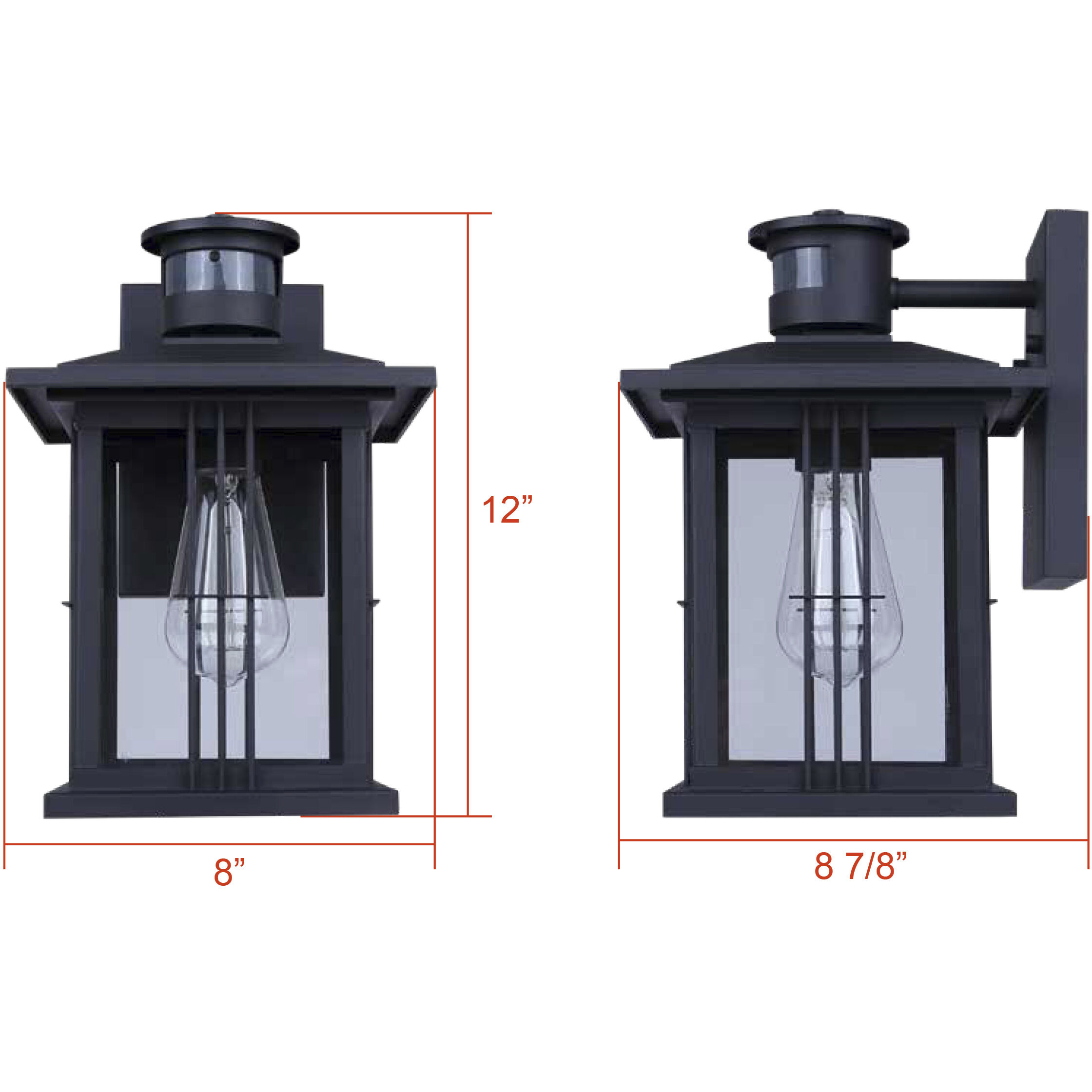 Grant 1 Light 12 inch Black Outdoor Wall Lantern
