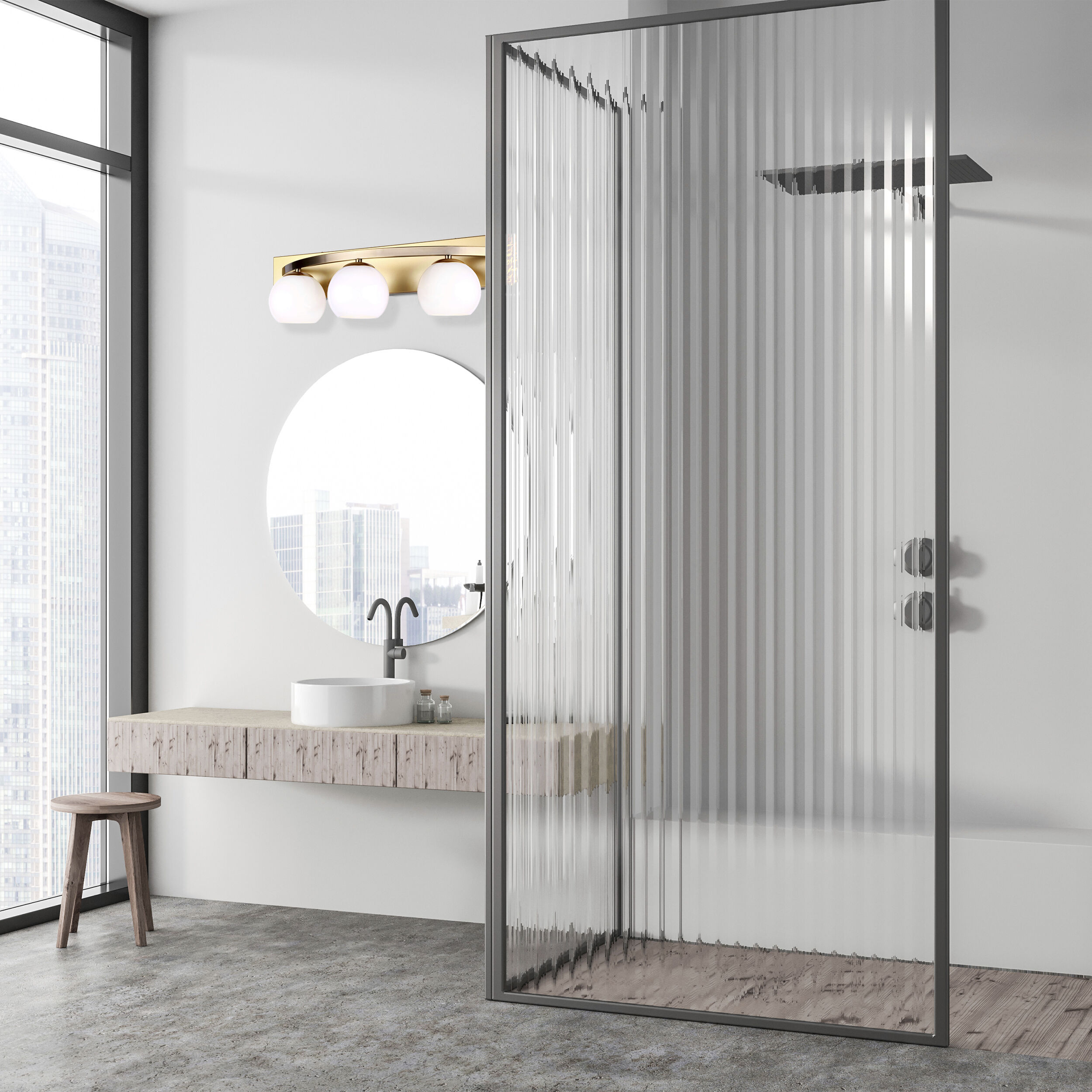 Monroe 3 Light 24 inch Gold Vanity Light Wall Light