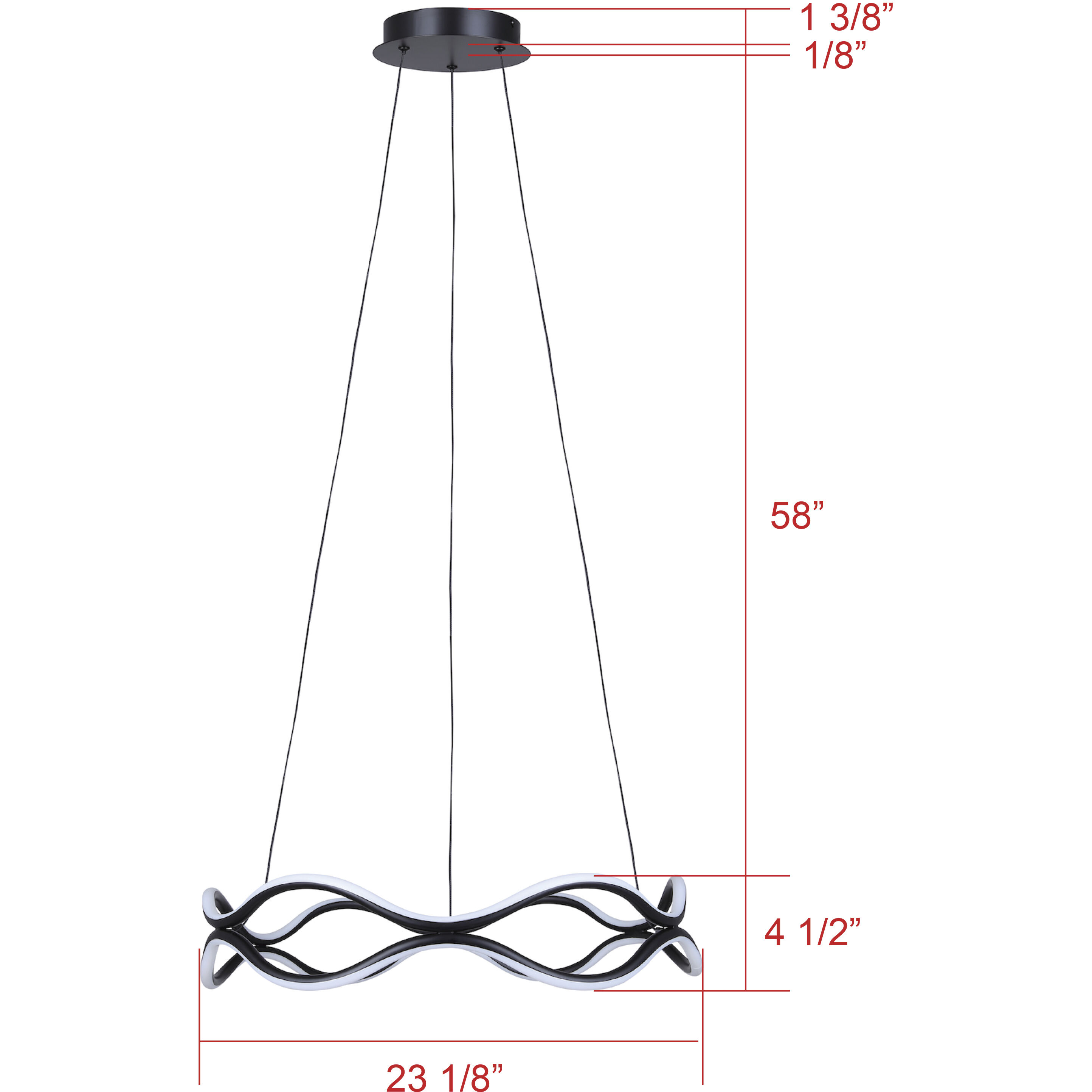 Castra LED 23.13 inch Black Chandelier Ceiling Light