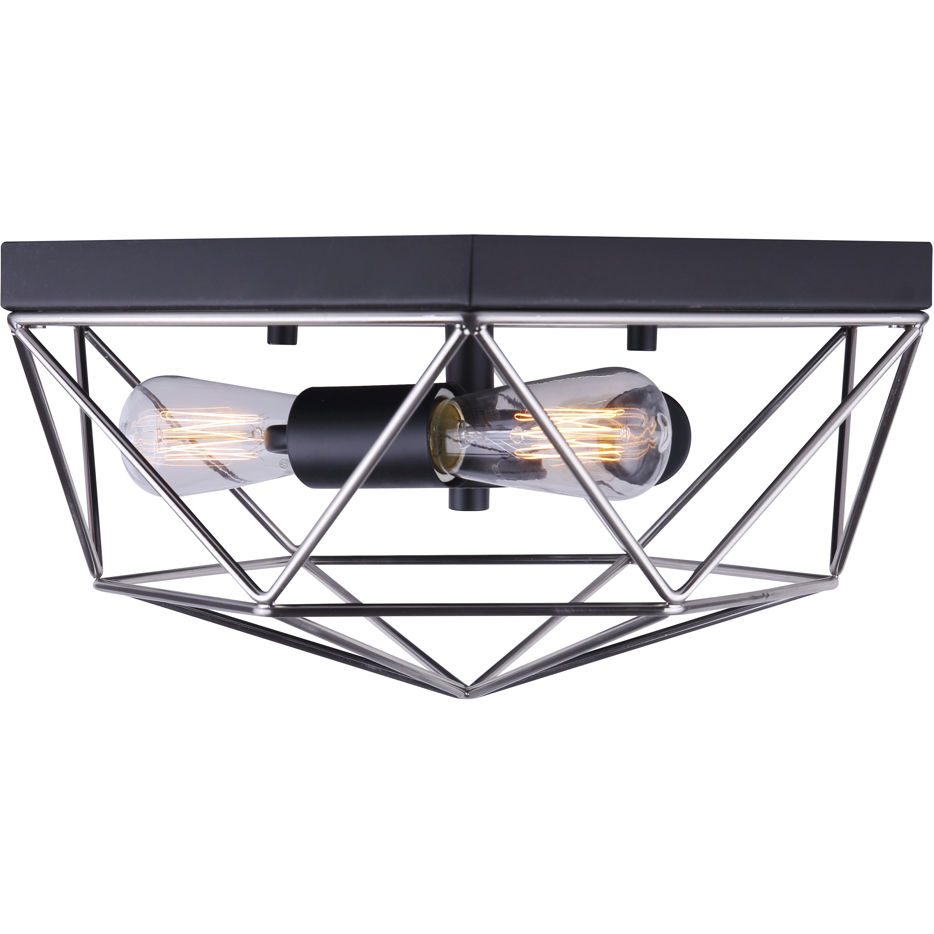 Madison 3 Light 15 inch Matte Black and Brushed Nickel Flush Mount Ceiling Light