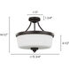 Madison 3 Light 16 inch Oil Rubbed Bronze Semi-Flush Ceiling Light