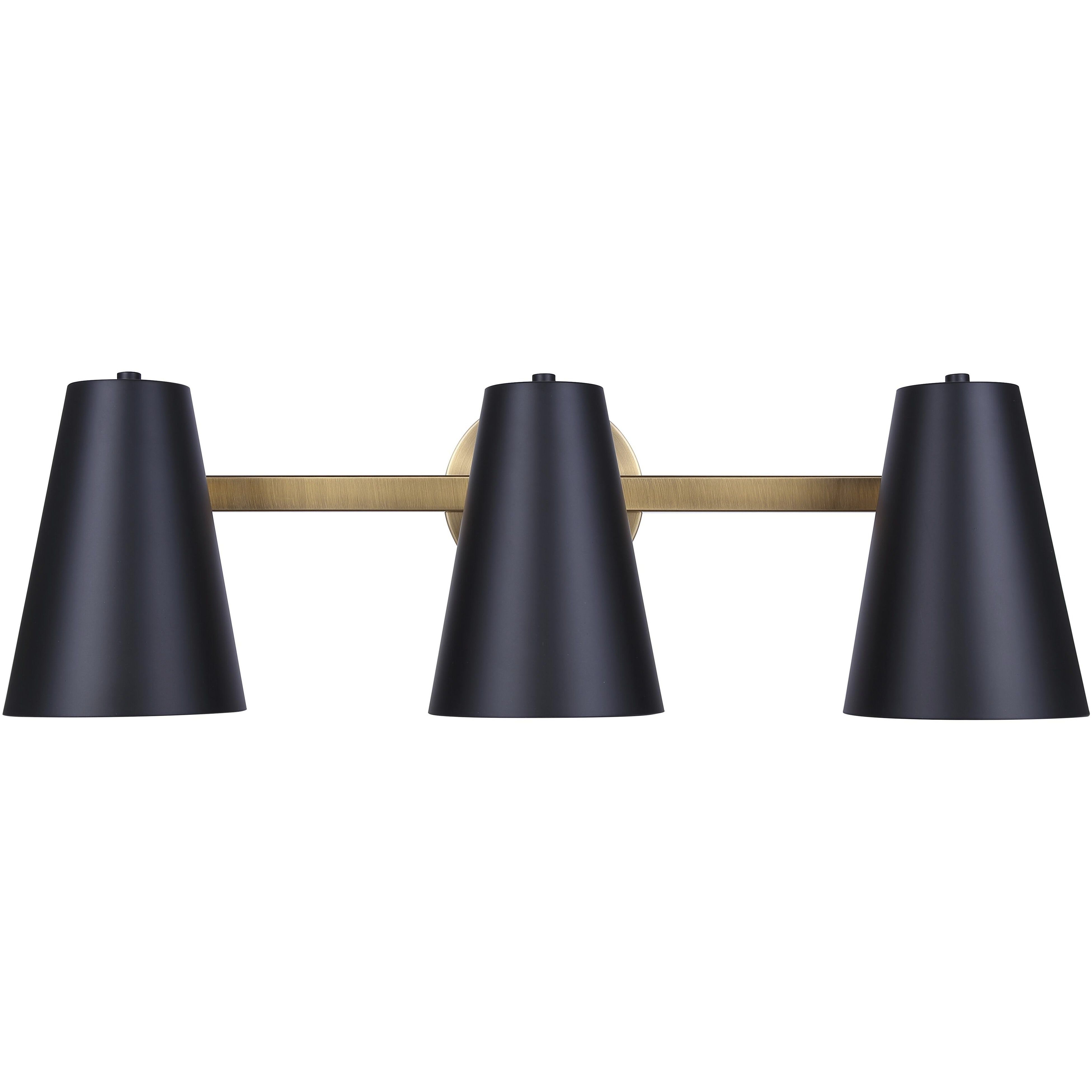 Harken 3 Light 24.5 inch Black/Gold Vanity Light Wall Light