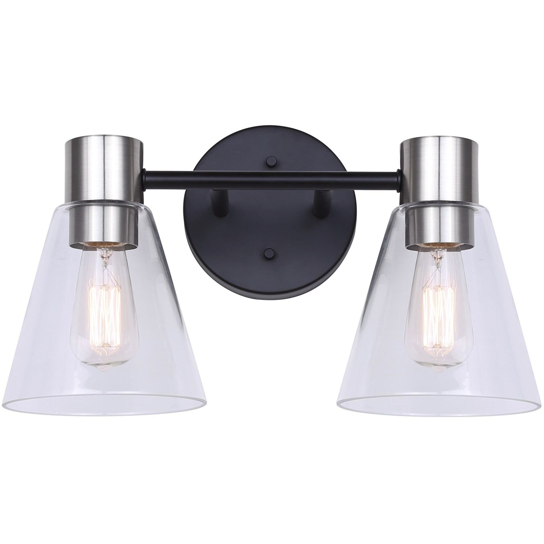 Davina 2 Light 14.5 inch Black/Brushed Nickel Vanity Light Wall Light