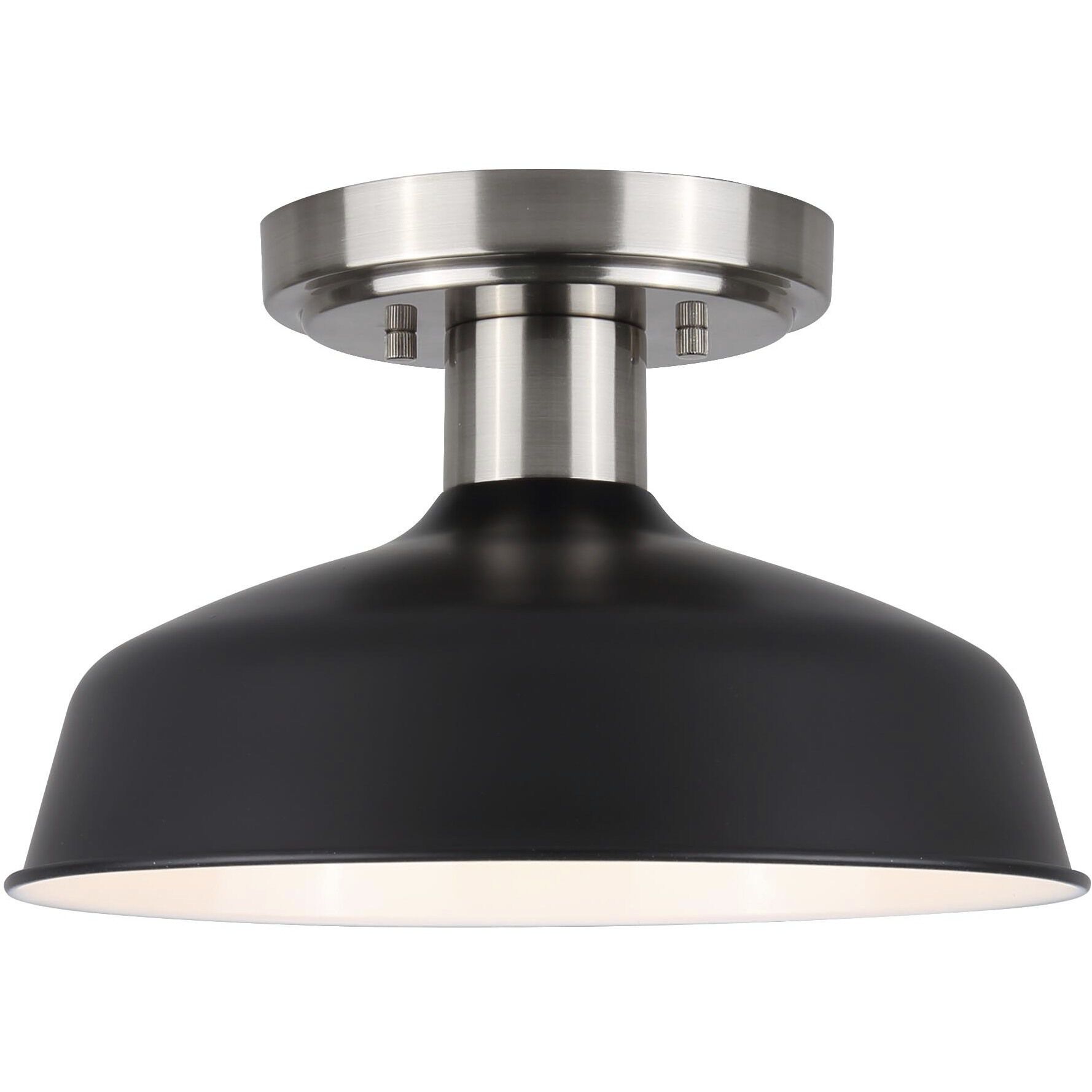 Bello 1 Light 10 inch Brushed Nickel/Matte Black Semi Flush Ceiling Light