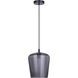 Leandro 1 Light 9 inch Matte Black Corded Pendant Ceiling Light in Smoked Ribbed Glass