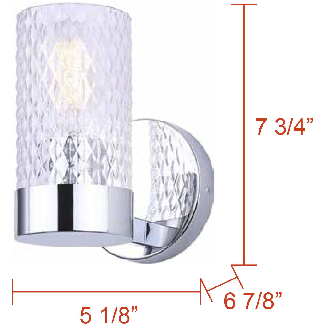 Eden 1 Light 6.88 inch Chrome Vanity Light Wall Light