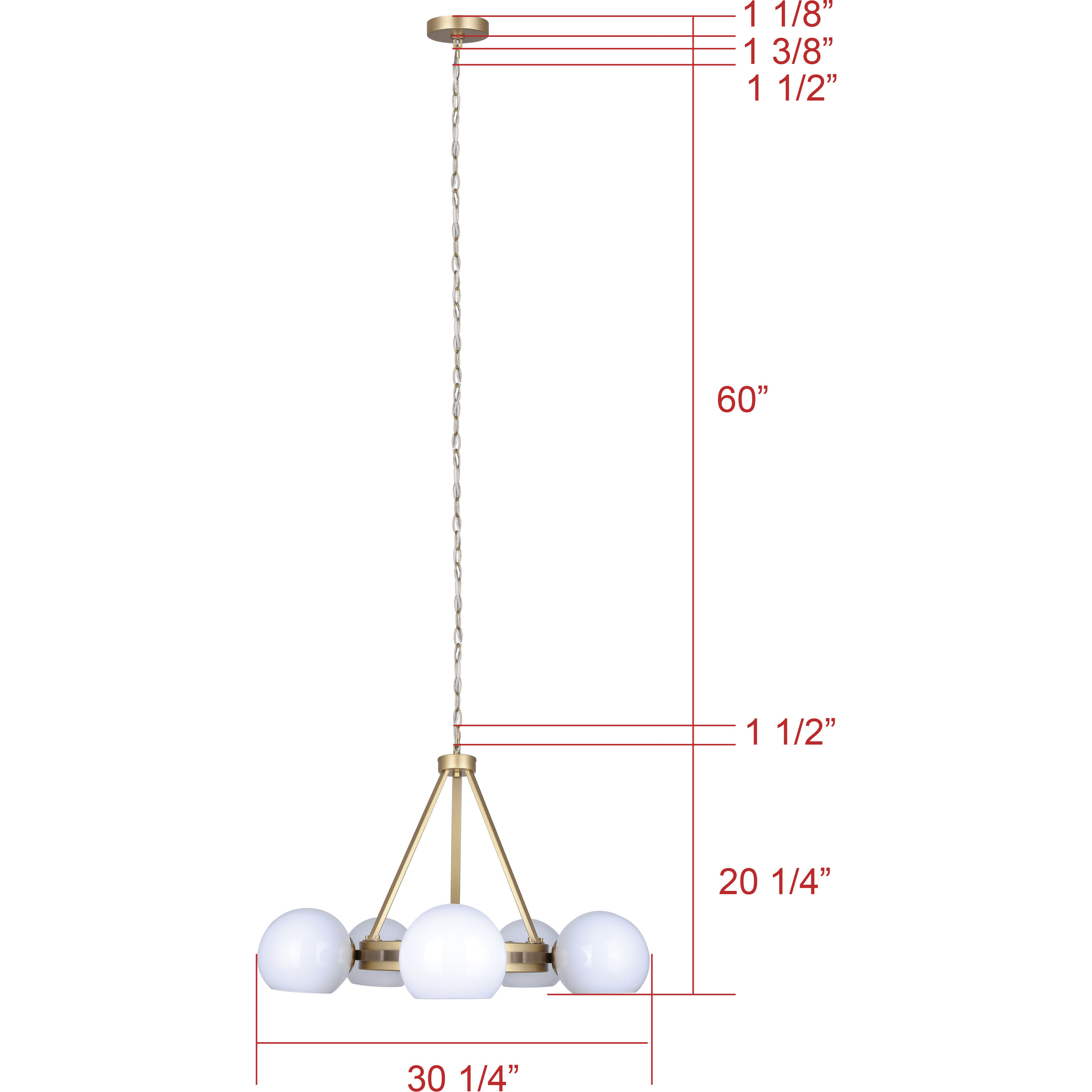 Monroe 5 Light 30.25 inch Gold Chandelier Ceiling Light