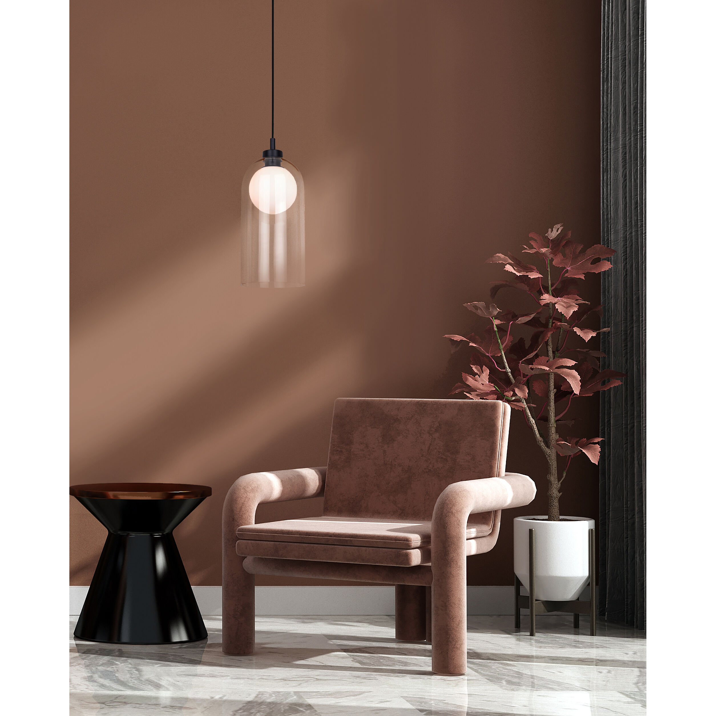 Pelia 1 Light 7 inch Black Pendant Ceiling Light