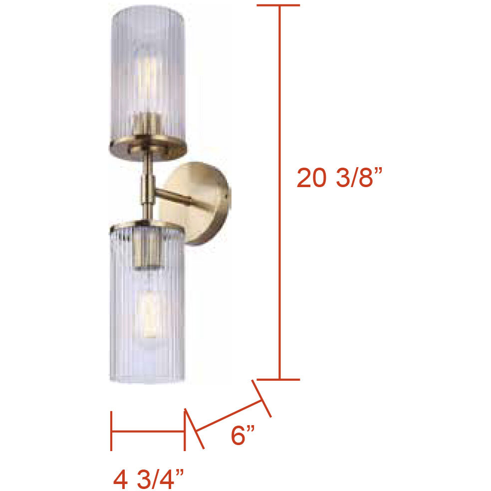 Kinslea 2 Light 6 inch Gold Vanity Light Wall Light in Clear Glass