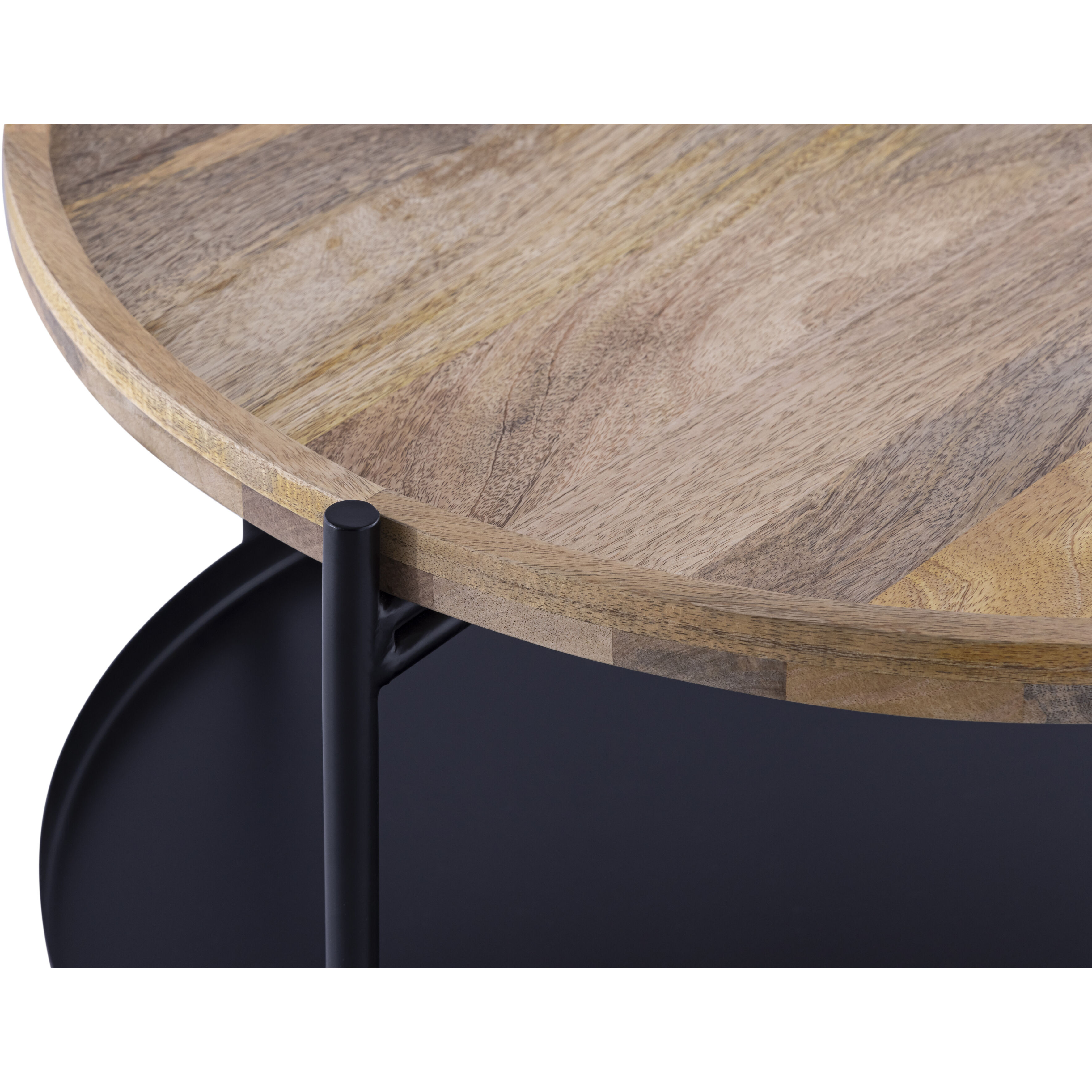 Calin 31.5 X 31.5 inch Black with Natural Wood Coffee Table