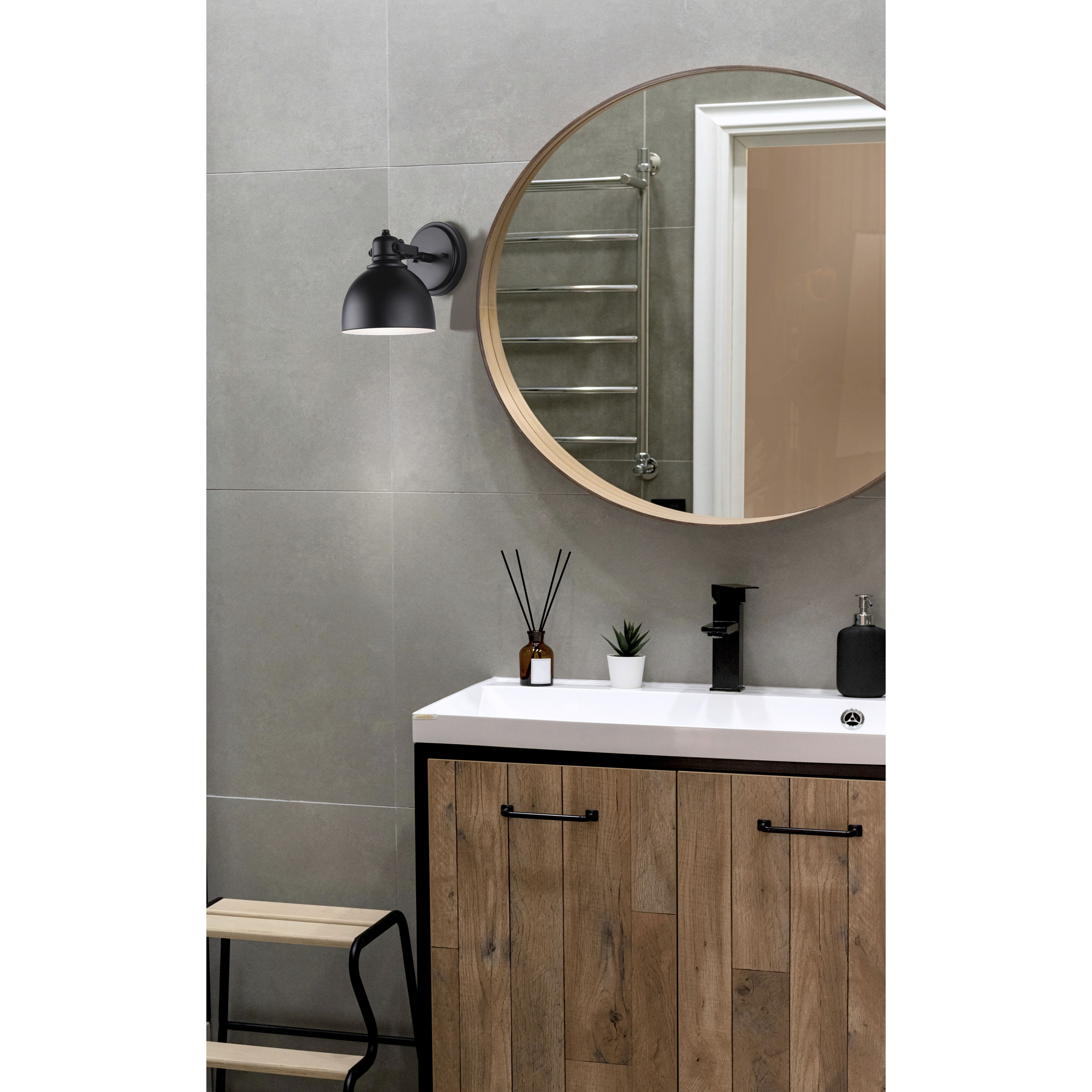 Polo 1 Light 8 inch Black Vanity Light Wall Light