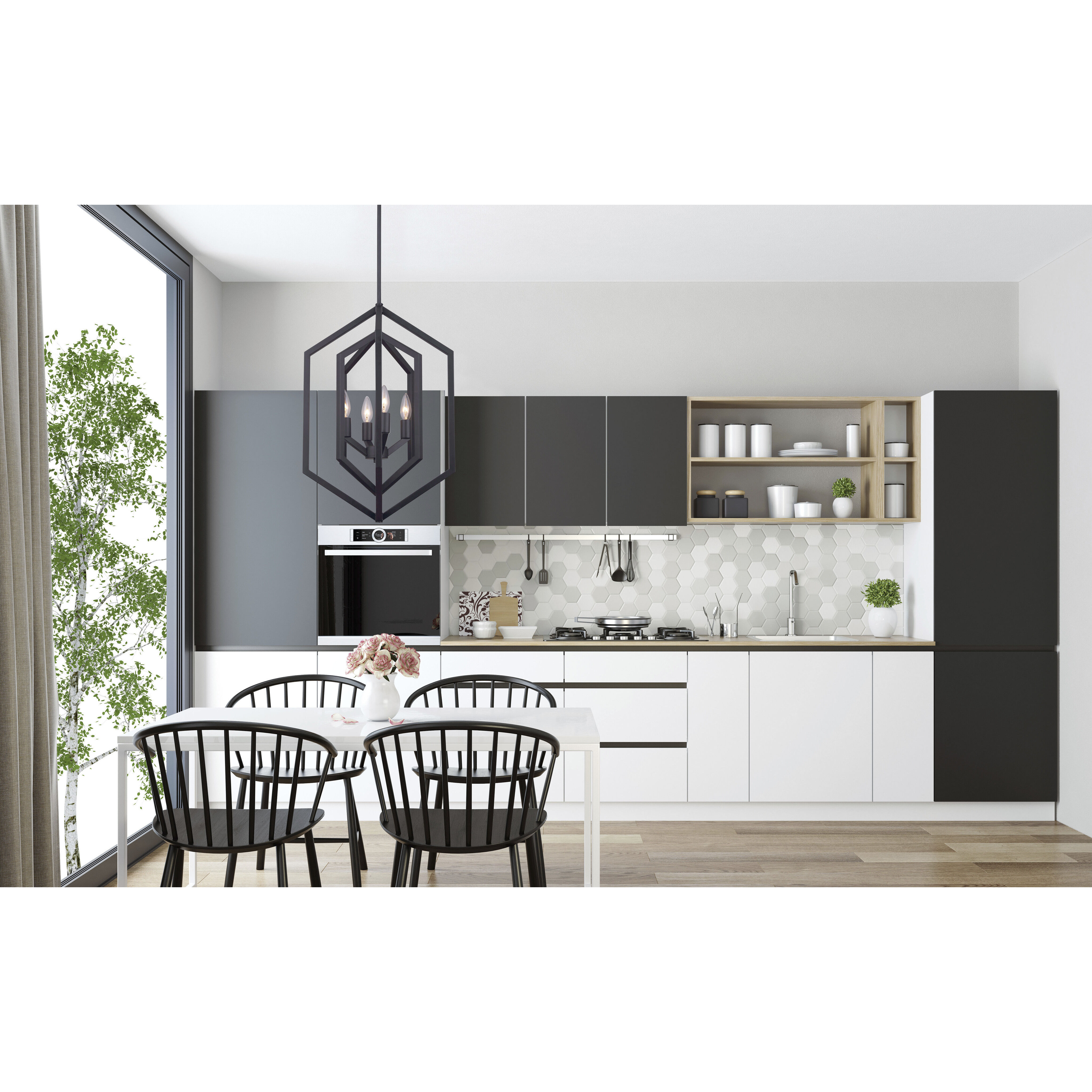 Madison 4 Light 16 inch Black Chandelier Ceiling Light
