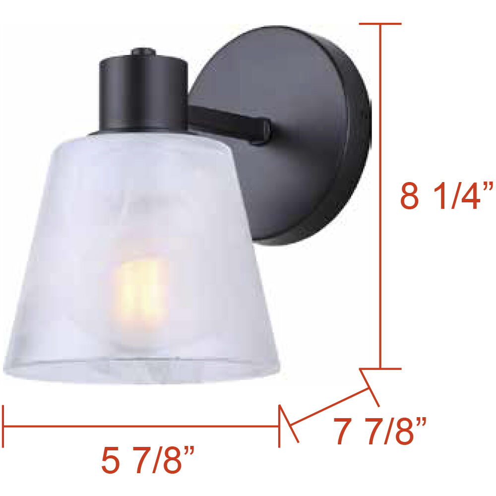 Luelle 1 Light 7.87 inch Black Vanity Light Wall Light