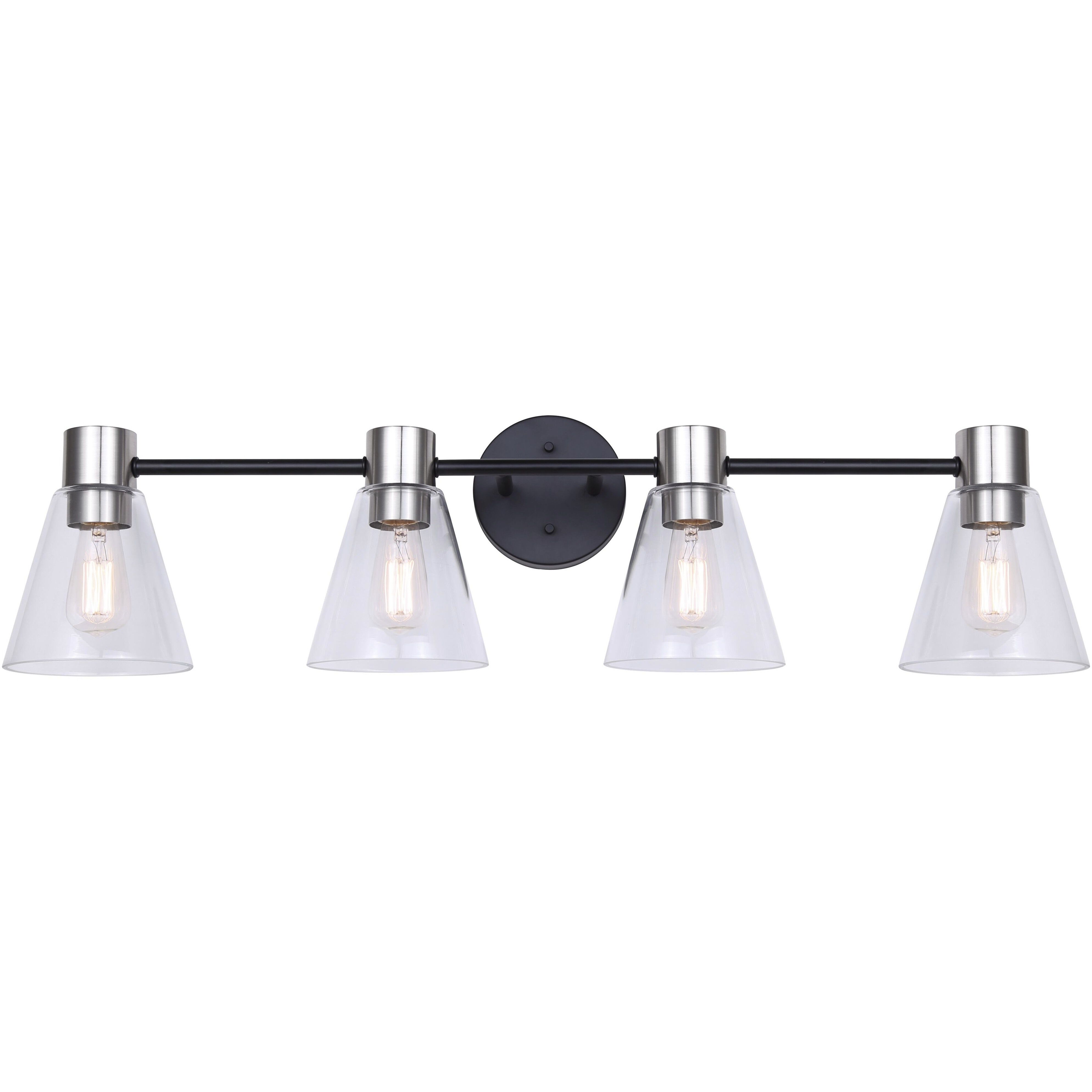 Davina 4 Light 32.5 inch Black/Brushed Nickel Vanity Light Wall Light