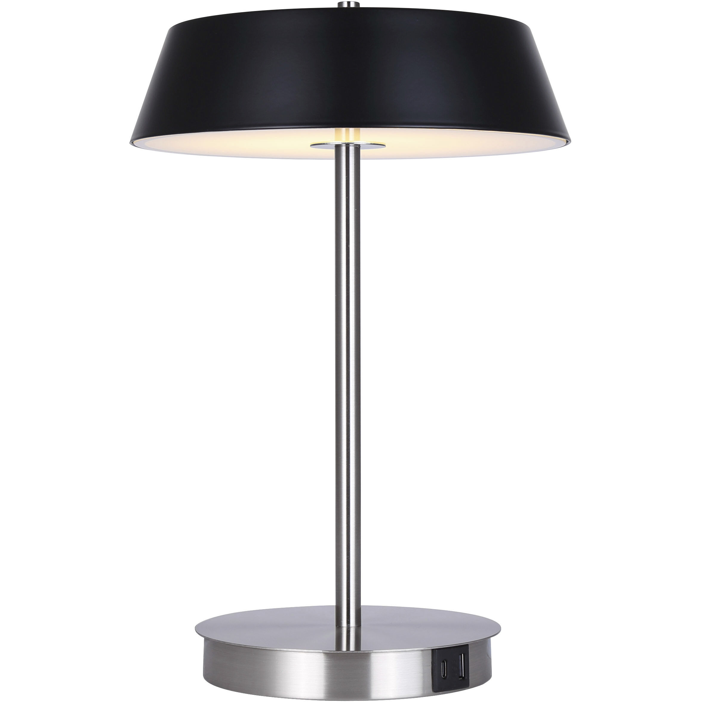 Jessa 14 inch 16.00 watt Brushed Nickel Table Lamp Portable Light in Matte Black Metal