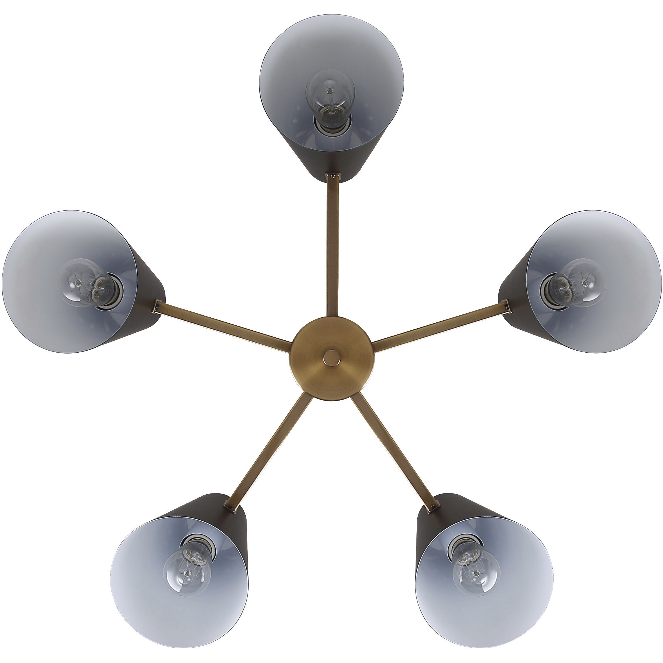 Harken 5 Light 26 inch Black/Gold Chandelier Ceiling Light