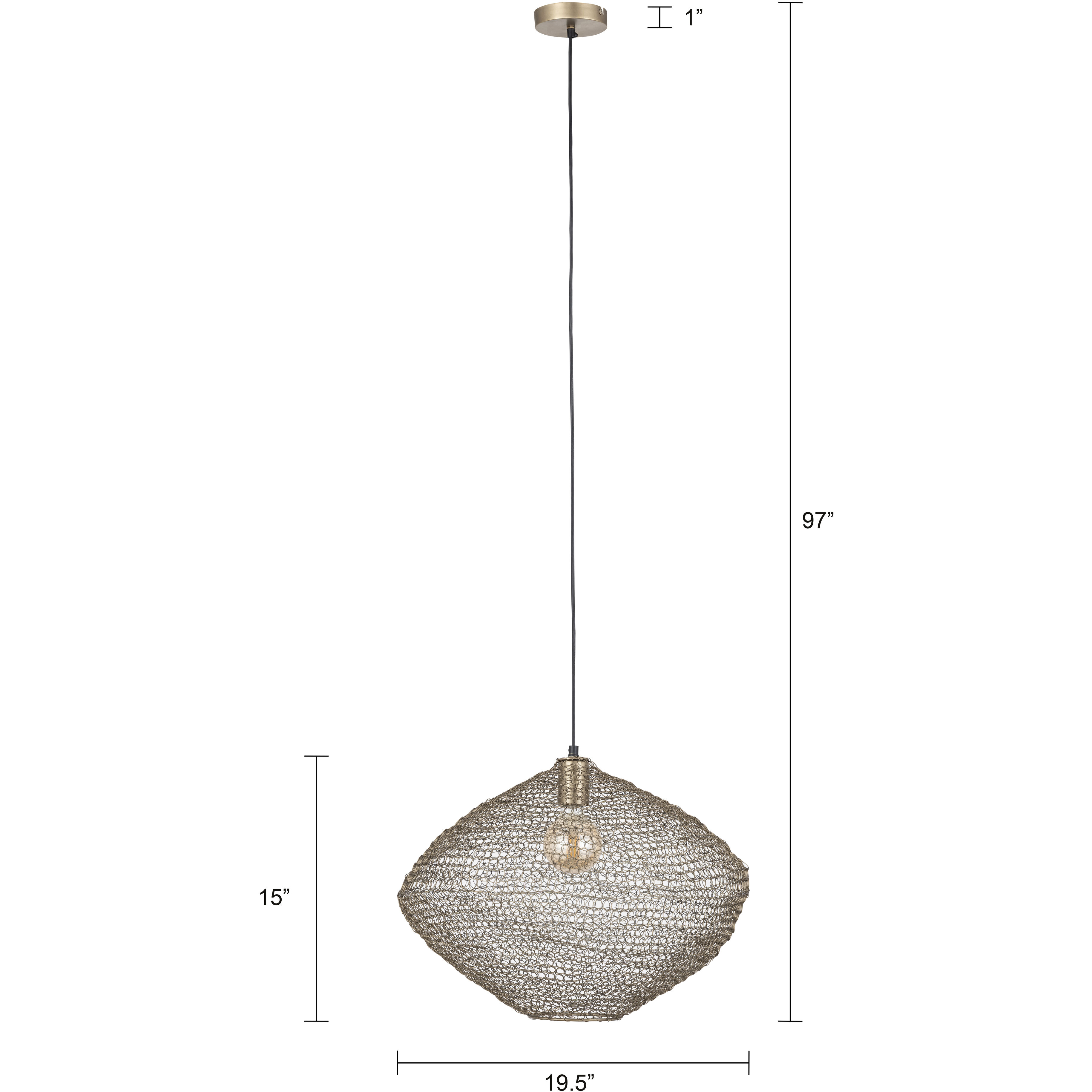 Warren 1 Light 19.5 inch Antique Brass Pendant Ceiling Light
