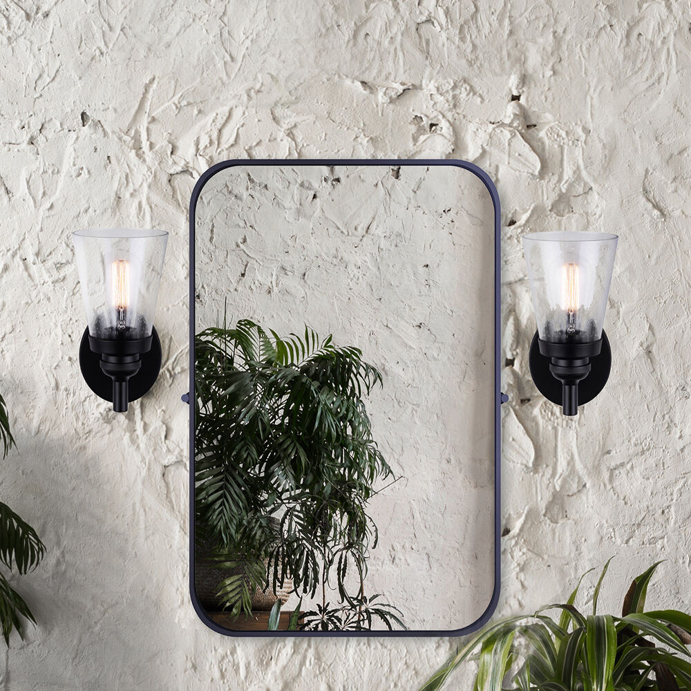 Declan 1 Light 7 inch Matte Black Vanity Light Wall Light