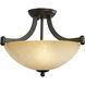 Warren 3 Light 14.25 inch Rubbed Antique Bronze Chandelier Ceiling Light, Dual Mount