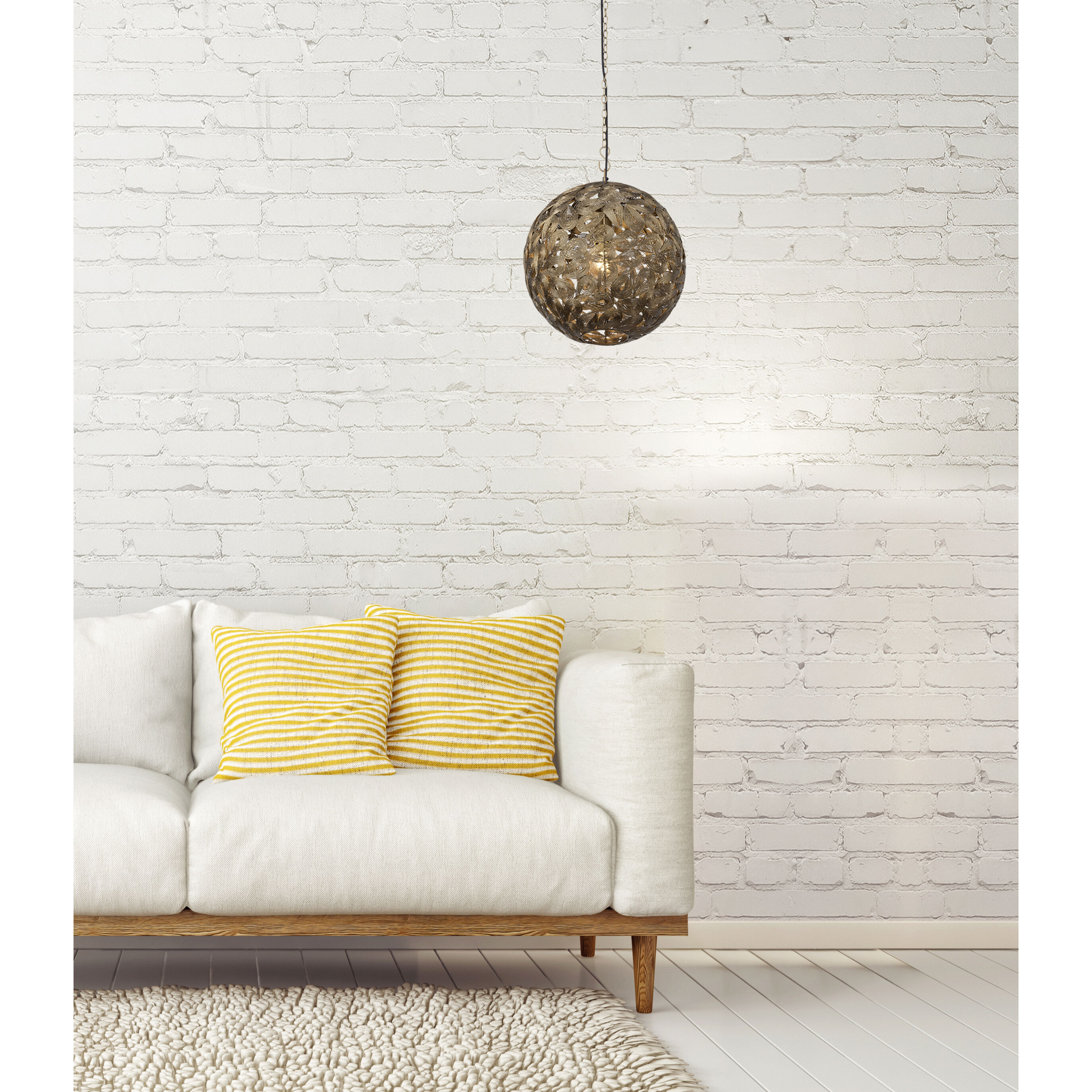 Kora 1 Light 15 inch Antique Brass Pendant Ceiling Light