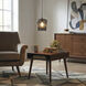 Leandro 1 Light 9 inch Matte Black Corded Pendant Ceiling Light in Smoked Ribbed Glass