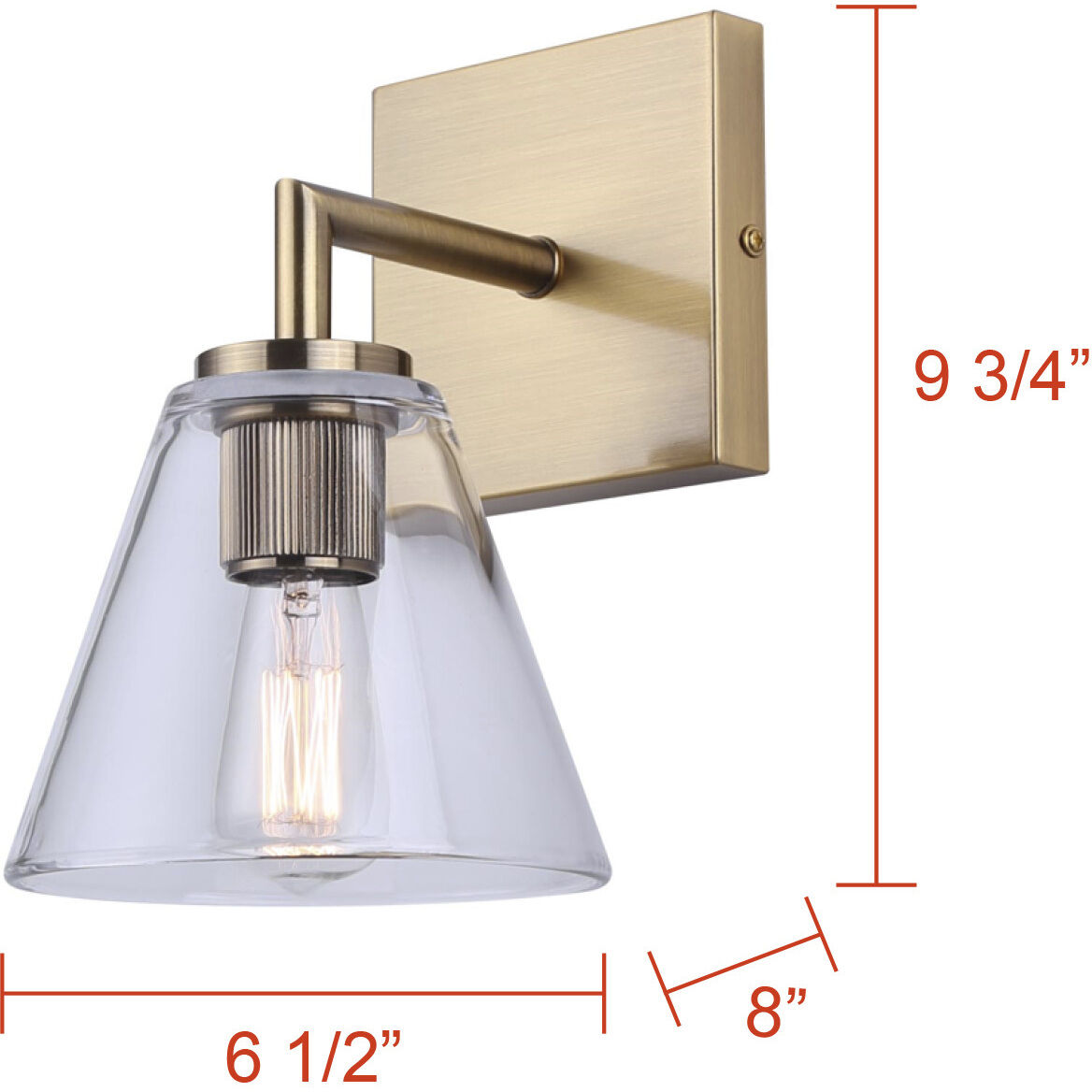 Berklie 1 Light 8 inch Gold Vanity Light Wall Light