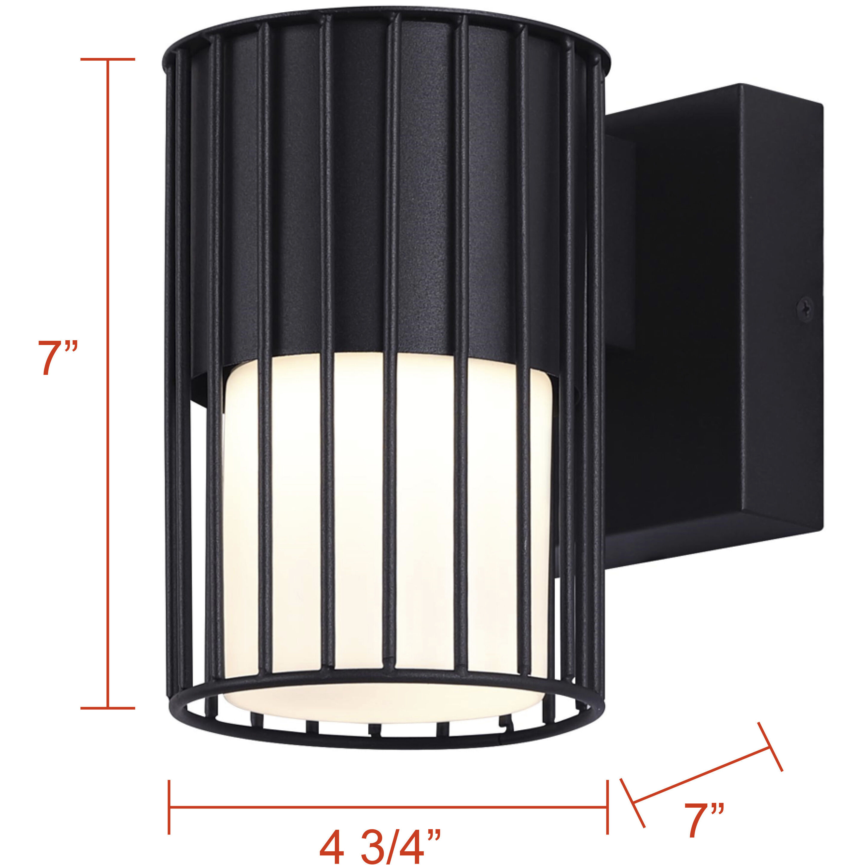 Javon LED 7 inch Black Outdoor Lantern