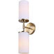 Kinslea 2 Light 6 inch Gold Vanity Light Wall Light in White Glass