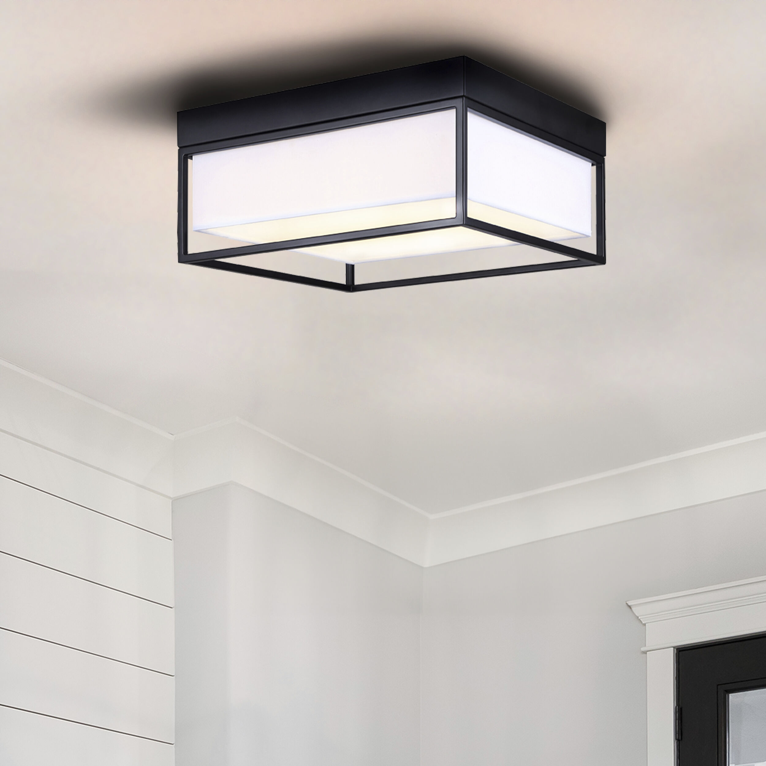 Bretton LED 12 inch Black Flush Mount Ceiling Light