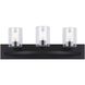 Hampton 3 Light 24 inch Matte Black Vanity Light Wall Light