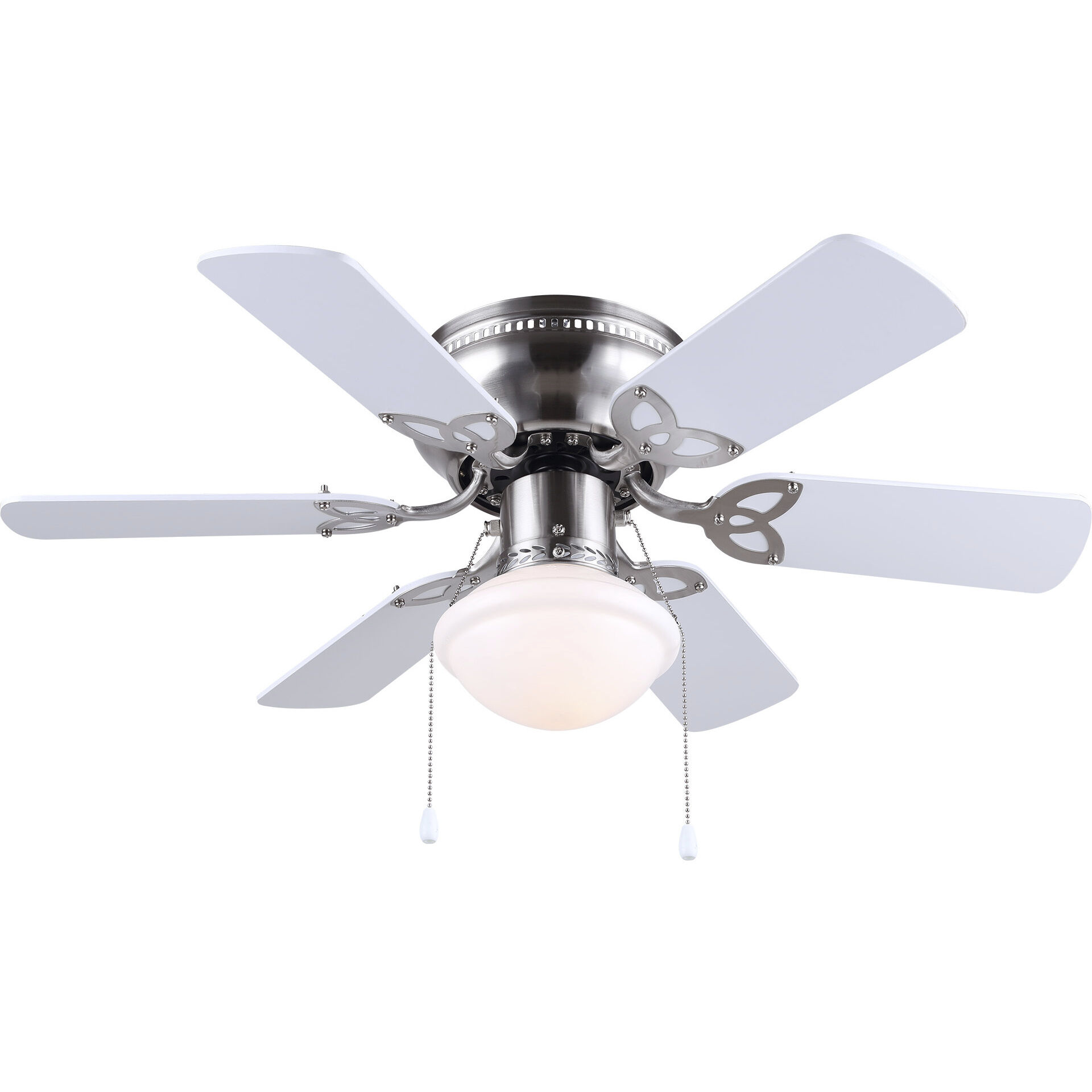 Madison 30 inch Brushed Pewter with White/Bleached Oak Blades Indoor Fan