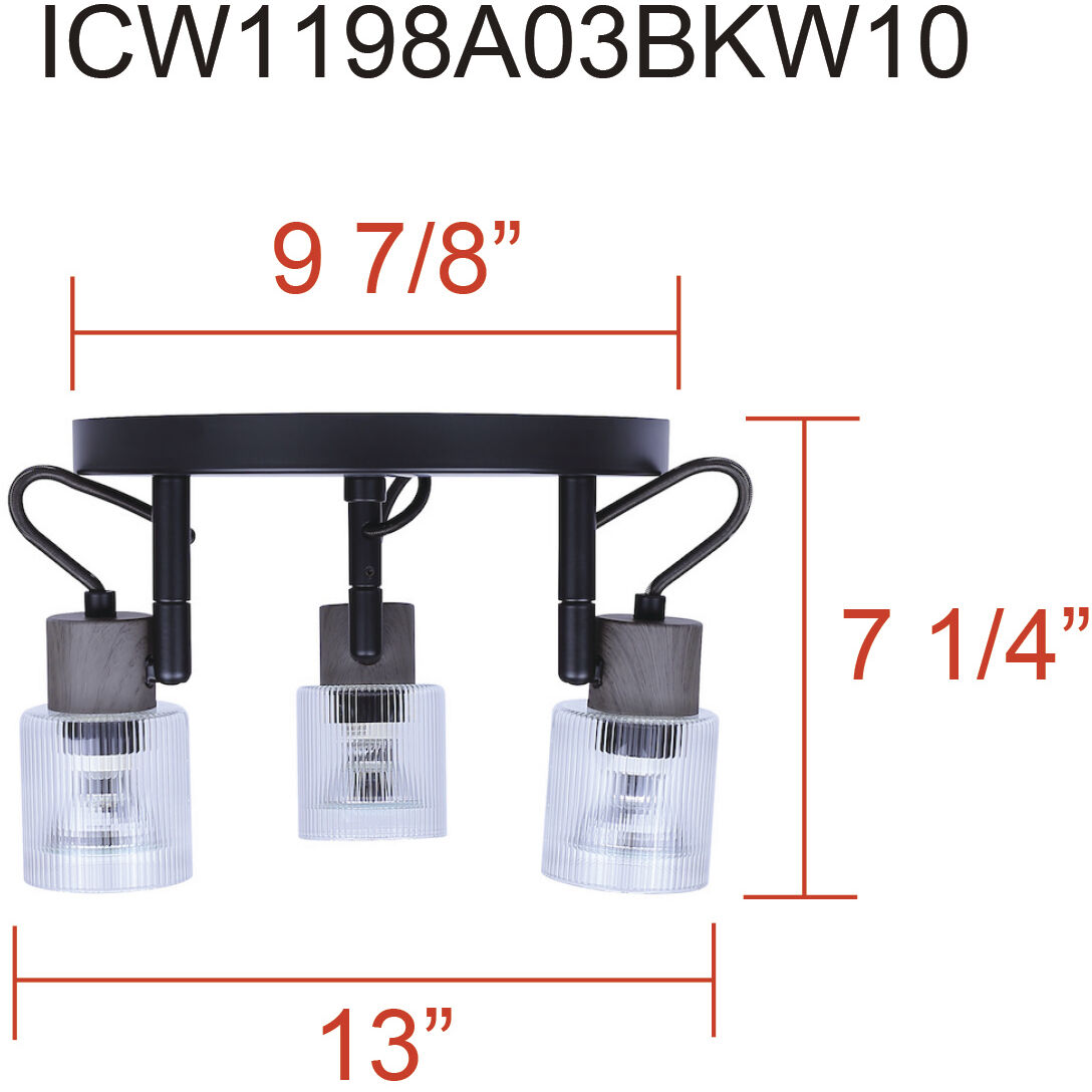 Owen Black and Wood Track Lighting Ceiling Light