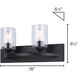 Hampton 2 Light 18 inch Matte Black Vanity Light Wall Light