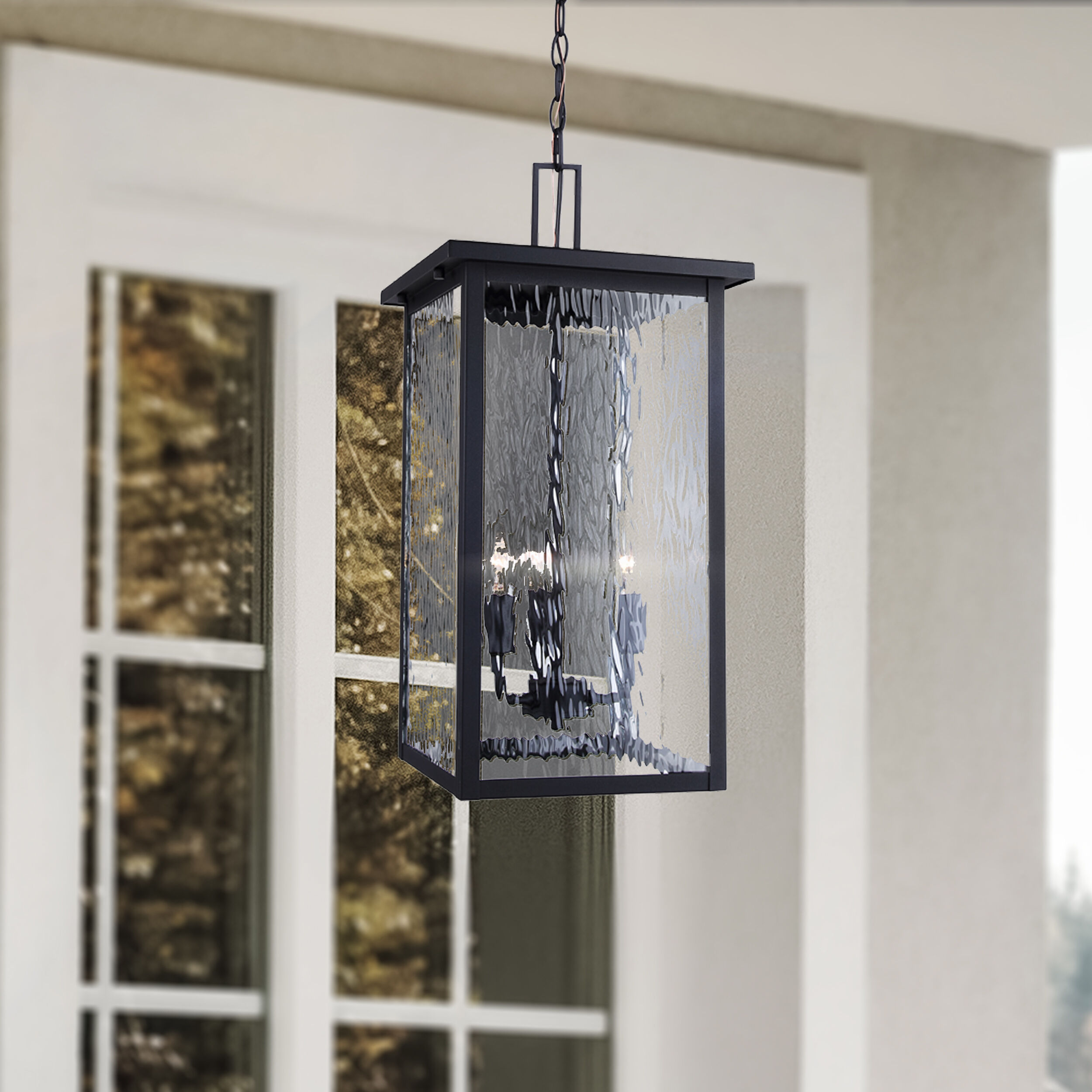 Shana 3 Light 11 inch Black Outdoor Pendant Light