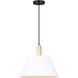 Harlyn 1 Light 14.5 inch Black/White/Wood Pendant Ceiling Light